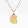 Collier pierre roulée citrine Madagascar AA 20/30 mm avec chaine forçat acier doré jaune