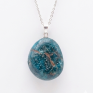 Collier pierre roulée apatite bleue A 20/30 mm avec chaine forçat acier blanc