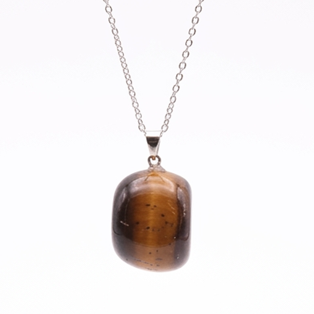 Collier Pendentif Œil de Tigre Naturel 20-30mm & Chaîne 45cm