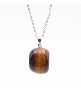 Collier Pendentif Œil de Tigre Naturel 20-30mm & Chaîne 45cm