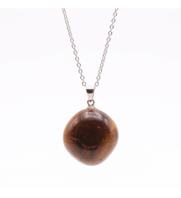 Collier Pendentif Œil de Tigre Naturel 20-30mm & Chaîne 45cm