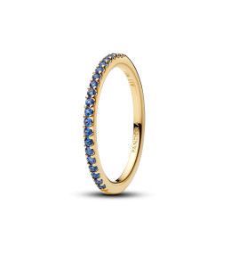 Bague Pandora demi-éternité bleue scintillante en métal doré or jaune 585/1000, 162999C02