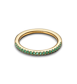 Bague Pandora Demi-Éternité Verte Dorée Or 14k - 162999C03