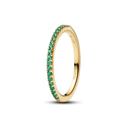 Bague Pandora demi-éternité verte scintillante en métal doré or jaune 585/1000, 162999C03