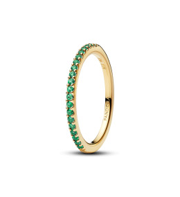 Bague Pandora demi-éternité verte scintillante en métal doré or jaune 585/1000, 162999C03