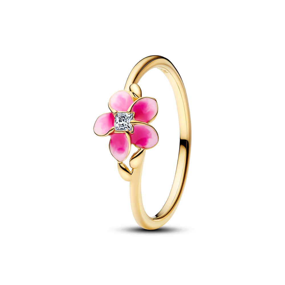 Bague Pandora Disney Vaana fleur de plumeria dorée en métal doré or jaune 585/1000, 163844C01