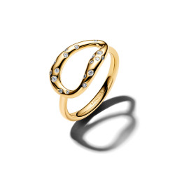 Bague Pandora XL sertie de forme organique en métal doré or jaune 585/1000, 164676C01