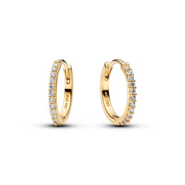 Boucles d'oreilles mini-créoles Pandora scintillantes Dorées en métal doré or jaune 585/1000,264649C01