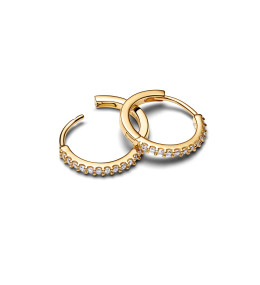 Boucles d'Oreilles Mini-Créoles Pavé Pandora Dorées - 264649C01