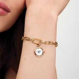 Charm Médaillon Abeille Pandora Doré Or 14k & Argent - 763417C01