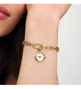 Charm Médaillon Abeille Pandora Doré Or 14k & Argent - 763417C01