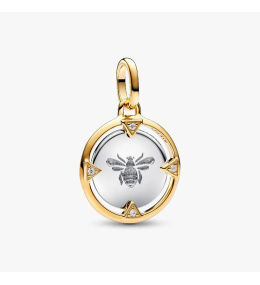 Charm médaillon Pandora abeille en métal doré or jaune 585/1000 763417C01