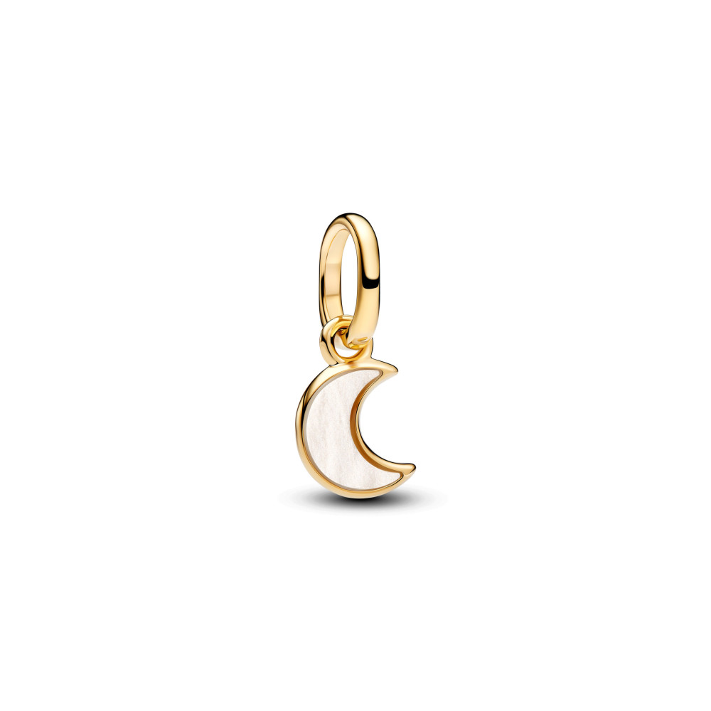 Charm mini pendentif Pandora  croissant de lune blanc doré en métal doré or jaune 585/1000 764614C01