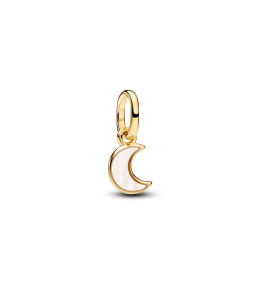 Charm mini pendentif Pandora  croissant de lune blanc doré en métal doré or jaune 585/1000 764614C01