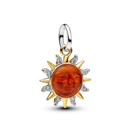 Charm pendentif Pandora soleil et tourbillons bimatière en métal doré or jaune 585/1000 764703C01