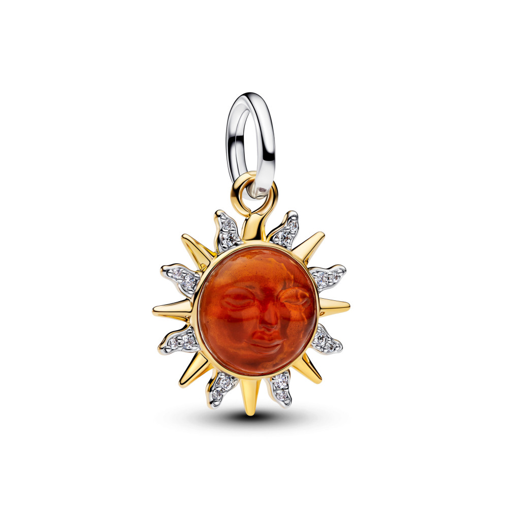 Charm pendentif Pandora soleil et tourbillons bimatière en métal doré or jaune 585/1000 764703C01
