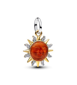 Charm pendentif Pandora soleil et tourbillons bimatière en métal doré or jaune 585/1000 764703C01