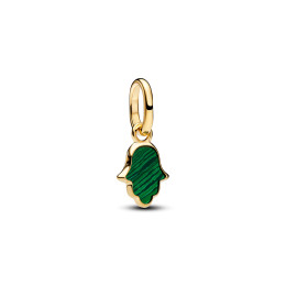 Charm pendentif Pandora Main de Fatma verte doré en métal doré or jaune 585/1000 764612C01