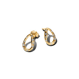 Boucles d'oreilles Pandora ovale organique sertis Dorés en métal doré or jaune 585/1000 264659C01