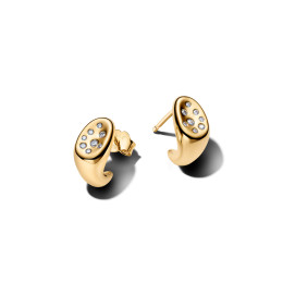 Boucles d'oreilles Pandora sertis de forme organique Dorées en métal doré or jaune 585/1000 264661C01