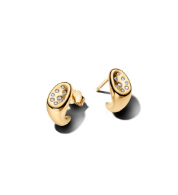 Boucles d'oreilles Pandora sertis de forme organique Dorées en métal doré or jaune 585/1000 264661C01