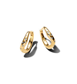 Boucles d'oreilles créoles Pandora sertis de forme organique Dorées en métal doré or jaune 585/1000 264663C01
