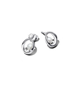 Boucles d'oreilles Pandora ovale organique et perle de culture d'eau douce en argent 925/1000 293295C01