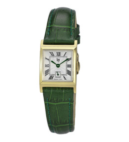 Montre Femme Lip Churchill C18, 21 X 21 mm, quartz, acier PVD jaune et cuir vert 671949