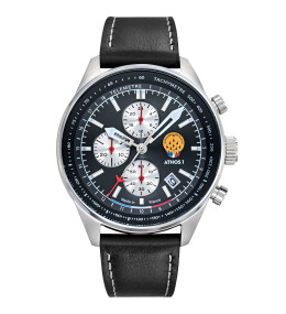 Montre Homme Patrouille De France Athos 1 Chronographe, acier et cuir noir 668147