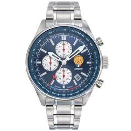 Montre Homme Patrouille De France Athos 1 Chronographe, acier cadran bleu 668149
