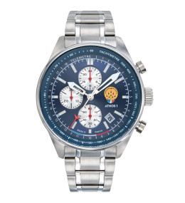 Montre Homme Patrouille De France Athos 1 Chronographe, acier cadran bleu 668149