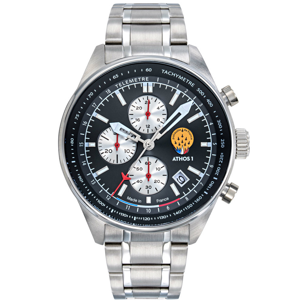 Montre Homme Patrouille De France Athos 1 Chronographe, acier cadran noir 668151