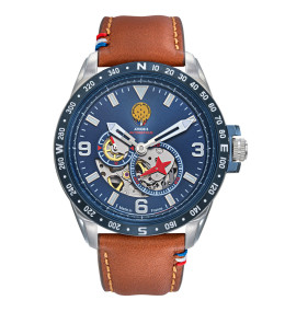 Montre Homme Patrouille De France Athos 6, Automatique, acier et cuir marron 668152