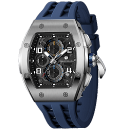 Montre homme Tsar Bomba Elemental collection calendrier, acier et silicone bleu TB8224Q02