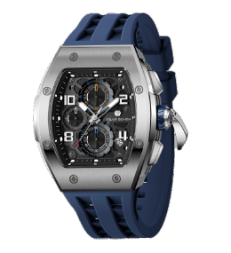Montre homme Tsar Bomba Elemental collection calendrier, acier et silicone bleu TB8224Q02