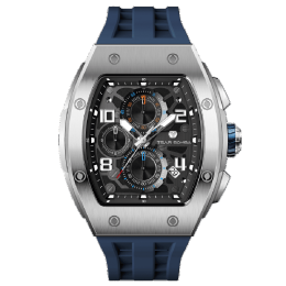 Montre Homme Tsar Bomba Elemental Chrono Silicone Bleu, TB8224Q02