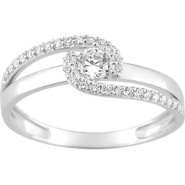Bague or gris 375/1000, oxydes de zirconium taille brillant by Stauffer