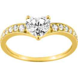 Bague or jaune 375/1000, coeur et oxydes de zirconium taille brillant by Stauffer