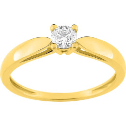 Bague solitaire or jaune 375/1000, diamant 0,20 carat, taille brillant by Stauffer