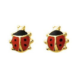Boucles d'oreilles plaqué or, coccinelles laque by Stauffer