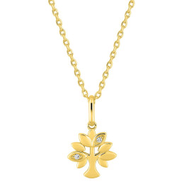 Collier plaqué or, pendentif arbre de vie et oxydes de zirconium by Stauffer