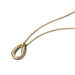 Collier Pandora avec pendentif serti de forme organique en métal doré or jaune 585/1000 364666C01-45