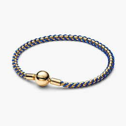 Bracelet Pandora maille venitienne en cordon bleu en métal doré or jaune 585/1000, 563816C02