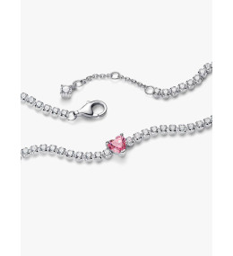 Bracelet Rivière Argent Cœur Rose Pandora, 590041C03