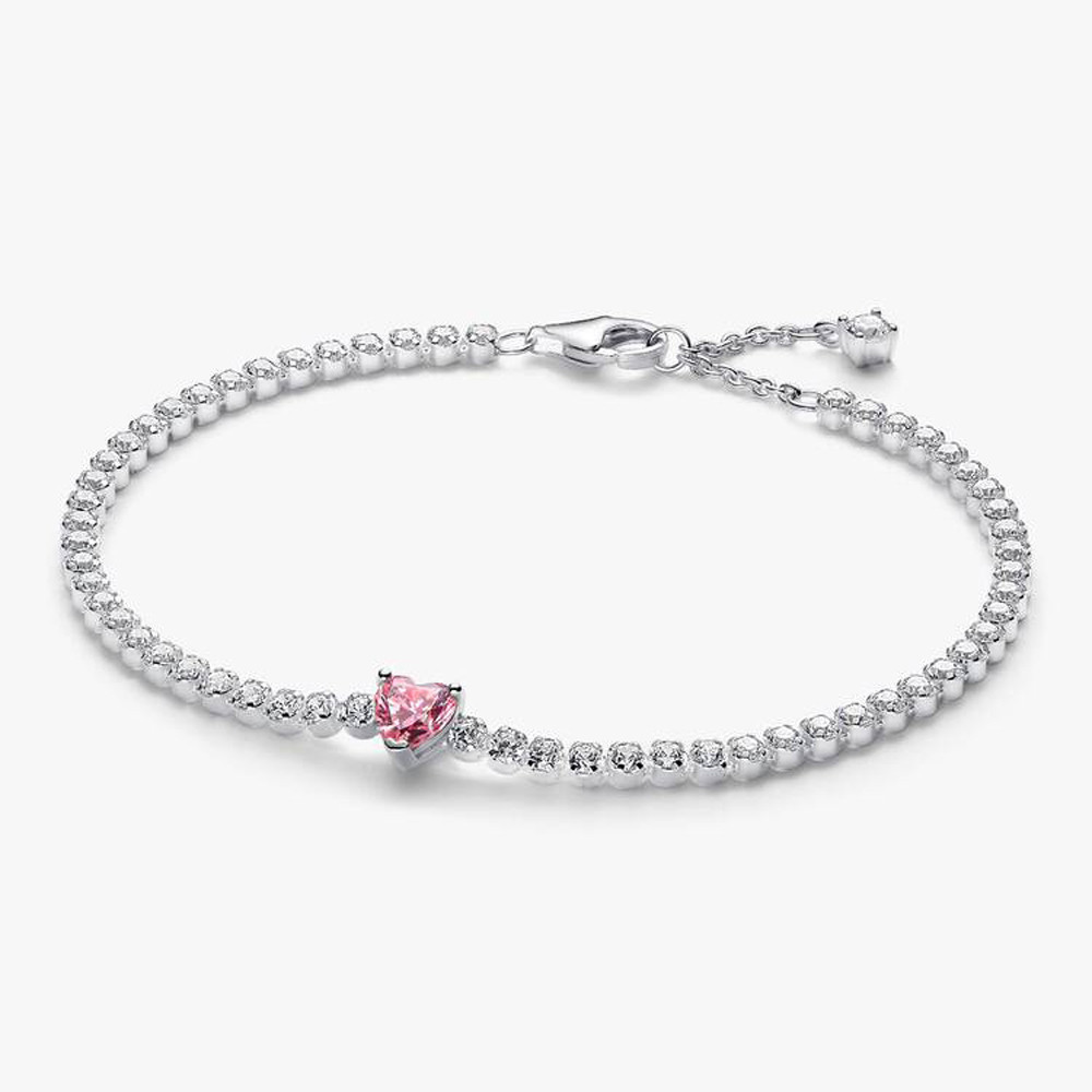Bracelet Pandora coeur scintillant rose, en argent 925/1000, 590041C03