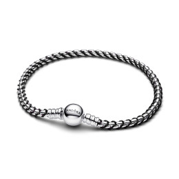 Bracelet Pandora maille venitienne et cordon noir en argent 925/1000, 593816C02