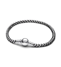 Bracelet Pandora maille venitienne et cordon noir en argent 925/1000, 593816C02