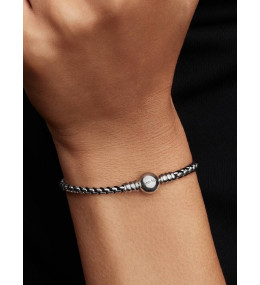 Bracelet Maille Vénitienne & Cordon Noir Pandora Argent, 593816C02