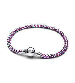 Bracelet Pandora maille venitienne et cordon violet en argent 925/1000, 593816C03