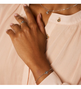 Bracelet Fin Argent Motif Fleur et Diamant La Garçonne 20300046